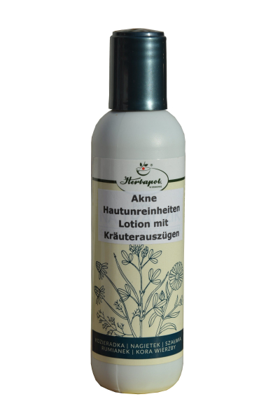 Lotion bei Akne, Pickel, Hautunreinheiten mit Kräuterauszügen, antibakteriell, gegen Viren, reinigt, bei Seborrhö, gereizter Haut